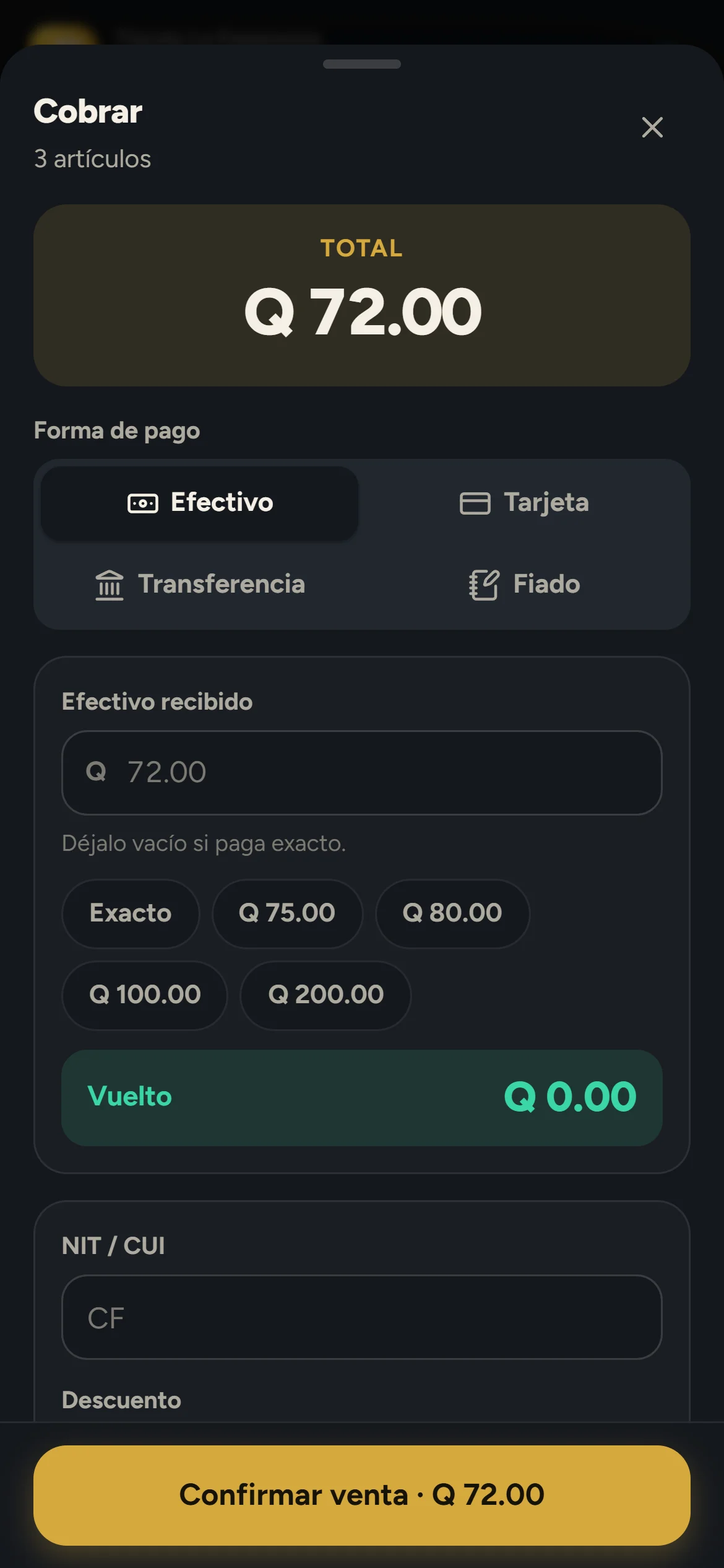 iBalanz Negocios: pantalla Cobrar